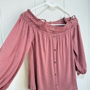 Aeropostale Dusty Rose Off-Shoulder Blouse